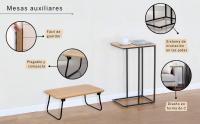 MAX Home Mesa Escritorio con estantería, 84 x 50 x 148 cm, Madera y Acero Negro, Tablero Perforado, Estantes, Oficina y Estudio, Estilo Industrial, Patas nivelables, Estable (18440) - details 3