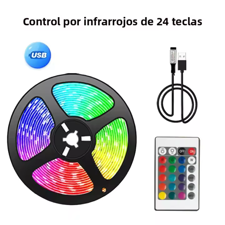 Tira De Luces LED RGB5050 Flexibles Con Control Bluetooth Infrarrojo Y Sync De Música Para TV Decoración De Navidad Regalo 5V - 1