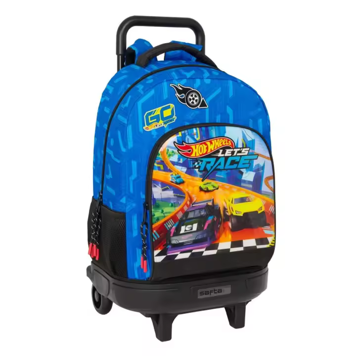 Mochila Grande Con Ruedas Compact Extraible Hot Wheels "Let'S Race" 33X45X22Cm (Safta 612538918) - 1