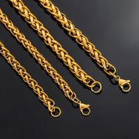 Collar De Acero Inoxidable HIYEE Con Diseño De Trigo Enredado En Oro Para Hombres Y Mujeres Cadena Clásica De Enlace Para Joyería Fitness Tracker - details 9