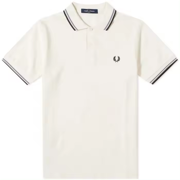 Fred Perry Slim Fit Twin Tipped Polo Snow White Light Oyster Black - 1