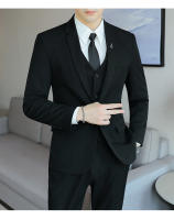 Traje De Tres Piezas Para Hombre De Color Sólido Tendencia Business Con Chaleco Y Pantalones Alta Calidad Conjunto De Moda Para Bodas O Eventos Formales - details 7