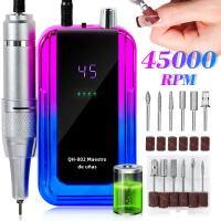 Máquina De Uñas Eléctrica Recargable 45000RPM Con Conector USB Set De Perforación Para Esmalte Remover Y Manicura Bajo Ruido - details 2