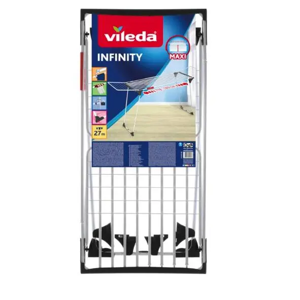 Vileda | Tendedero Extensible Infinity Flex Ultimate Negro o Blanco | Alas laterales y varillas gruesas extensibles XXL | Montaje súper fácil y rápido | Hasta 30 metros de longitud de tendido I  Menos marcas en la ropa - 1