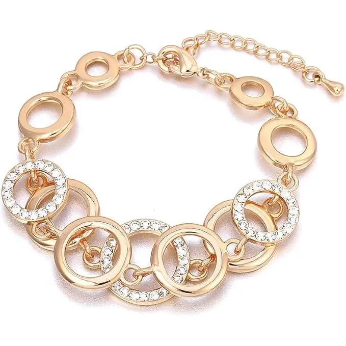 Pulsera Ouran para mujer, cadena de aro, pulsera de plata chapada en oro para niñas - 1