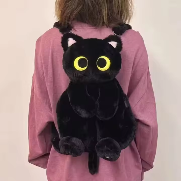 Mochila De Peluche Gato Ojos Grandes 40cm Kawaii Para Niños Y Adultos Capacidad Grande Mochila De Animales Suave Regalo Para Niños Y Adultos - 1