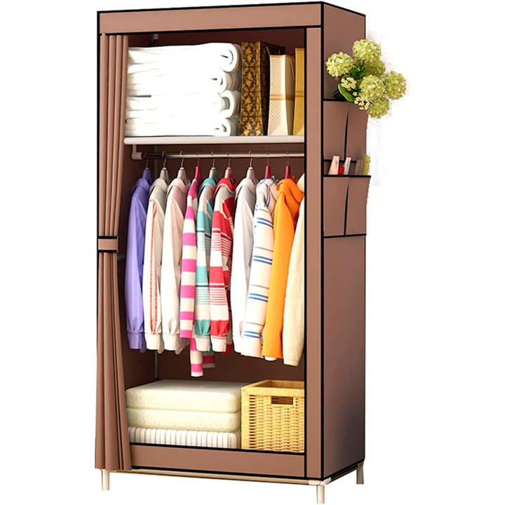 Nyana Armario Vestidor Tela con Bolsillos Laterales 160x70x45cm - Organizador de Ropa y Zapatos