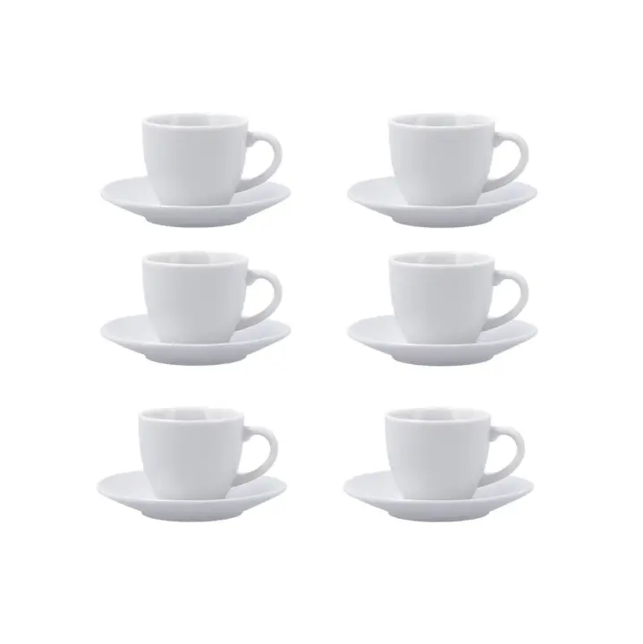Pack de 6 tazas New Renova Quid con plato porcelana blanco - 1