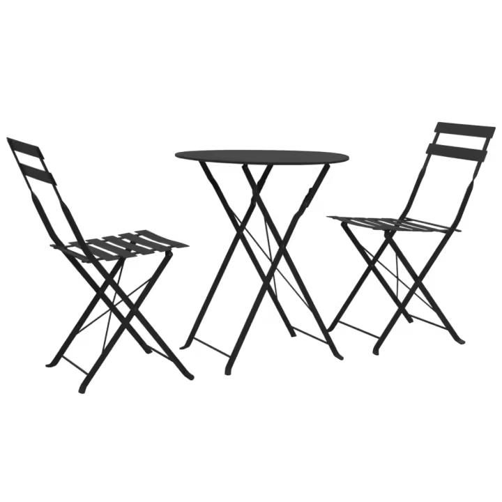 vidaXL Mesa y sillas bistró de jardín 3 piezas acero en color Gris/Blanco/Negro | cómodas modernas ergonómicas para comedor cocina salón hogar - 1