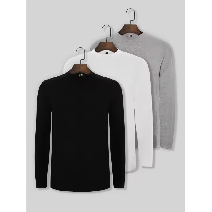 Roly - Pack de 3 Camisetas de manga larga (Entrega en 48 horas) – Varias Tallas – Varios Colores - Tejido tubular sin costuras laterales, cuello redondo de 4 capas, cubrecosturas de refuerzo en cuello y hombros, sin puños, ideal para - 1