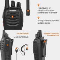 Walkies Talkies Profesionales 16 Canales CTCSS DCS, Recargables 1500mAh con Cargador USB, Radiocomunicación con el Auricular Incorporado Antorcha de LED, VHF, Negro BF-88E - details 2