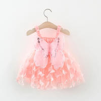 Vestido De Princesa Para Bebé Niña Verano Con Alas De Mariposa 3D Tirantes Colgantes Vestido De Malla Moda Lindo Sin Mangas Longitud De Pierna - details 3