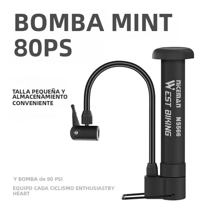 Bomba De Bicicleta Manual De Alta Presión 300PSI Con Medidor Y Mangue De Rotación 360 Grados Para Neumáticos De Suspensión Delantera Y Trasera - 1