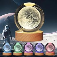 Luz Nocturna De Navidad 3D Cristal Con Base De Madera Siete Colores LED Regalo Para Niños Y Niñas 6cm Iluminación De Decoración - details 7