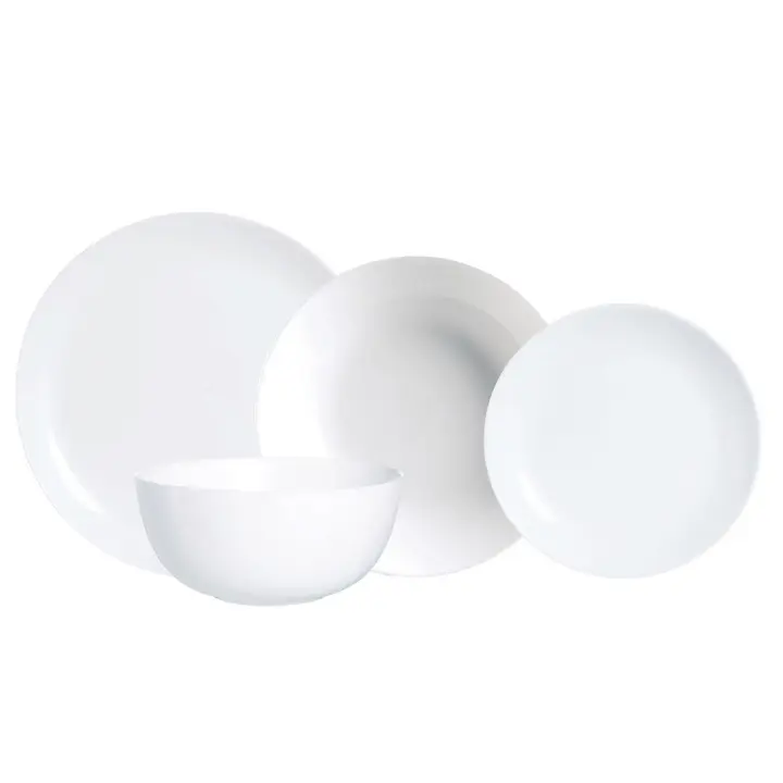 Luminarc Vajilla Vidrio Opal Blanco 19 Piezas Lavavajillas y Microondas - 1