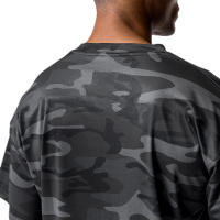 Camiseta De Hombre De Talla Grande Con Manga Corta En Negro Y Malla Fitness Camuflaje Ropa De Gimnasio Suelta Y Confortable Para Verano - details 4