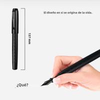 Pluma De Tinta De Acero Titánico Con Nib Negro 0.5mm Recargable Textura De Árbol Pluma De Samurai Escribir Suministros - details 1