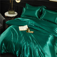Juego De Cama Nórdico De Seda Satinada Con Fundas De Almohada Y Sábana Cubierta De Edredón Lujo Sólido Para Pareja Tamaño Grande - details 11