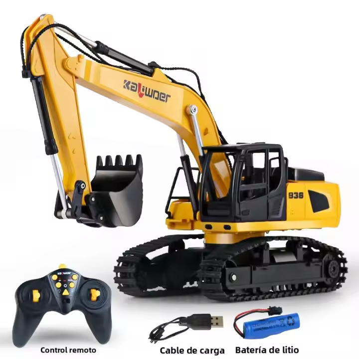 Huina 9Ch Excavadora RC Para Niños Coche Control Remoto 2.4Ghz 1:24 Modelo De Simulación Regalo Para Niños Con Batería Y Control Remoto - 1