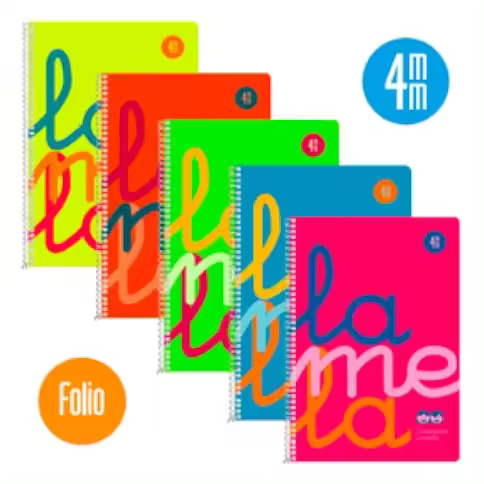 Bloc Lamela Tamaño Folio A4 Fluor PP 80 Hojas Cuadrícula 4mm 90g (Pack de 5 Libretas) - 1