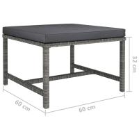 vidaXL Set de muebles de jardín 3 pzas y cojines ratán sintético gris - details 7