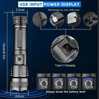 Linterna Táctica Recargable Super Potente LED XHP120 Con Batería 18650 Integrada Lámpara De Camping Luz Torcha De Alta Potencia - details 3