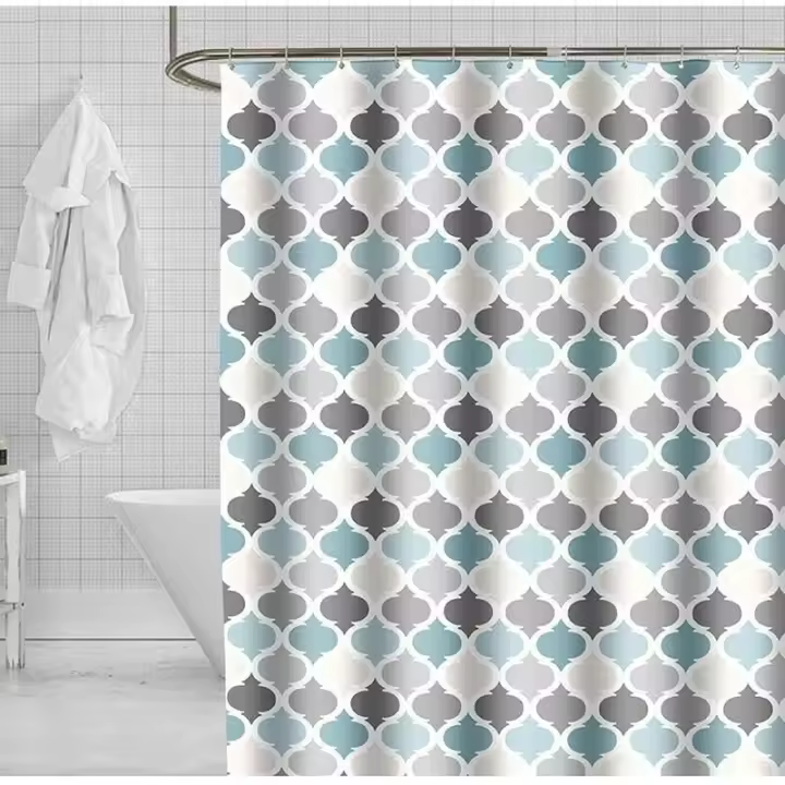 Cortina de Ducha de 180x180 cm, antimoho, canvas de poliéster, with 12 Ganchos, lavable a Máquina, Diseño - 1