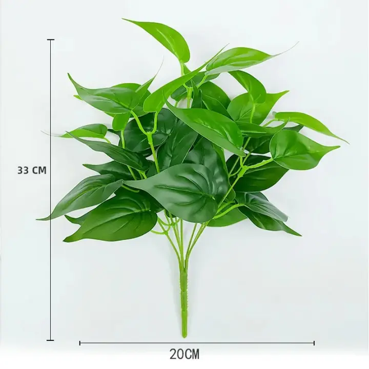Planta Artificial De Hojas Pequeñas 33cm Con 7 Cucharas Para Decoración De Oficina Y Hogar Ramas De Árbol De Plástico Falso Para Exposición Y Adornos Interiores - 1