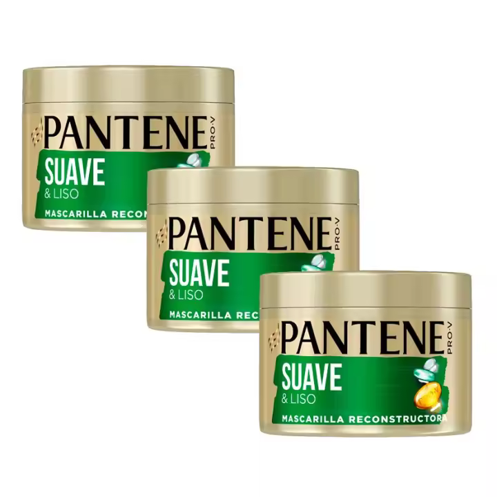 Pantene Pro-V Suave & Liso Mascarilla Capilar De Keratina Para Pelo Apagado Y Encrespado, 3x500 ml - 1