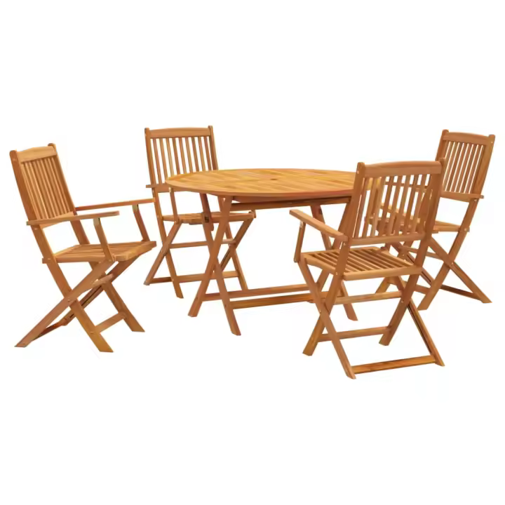 vidaXL Juego de comedor de jardín 5 piezas madera maciza de acacia - 1