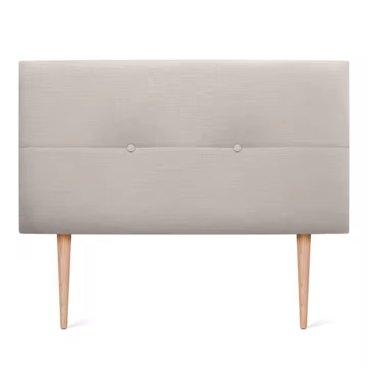 DHOME Cabecero de Lino Natural con Botones y Patas de Madera Cabezal Tapizado Cama Dormitorio Moderno - 1