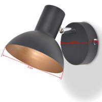 vidaXL Lámparas de pared para 2 bombillas E27 negra dorada 2 unidades - details 7