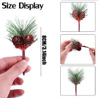 10Pcs Conos De Pino Y Ramas De Pino Con Berros Rojos Artificiales Para Adornos De Navidad Arbol De Navidad Guirnalda DIY Regalos Decorativos - details 2