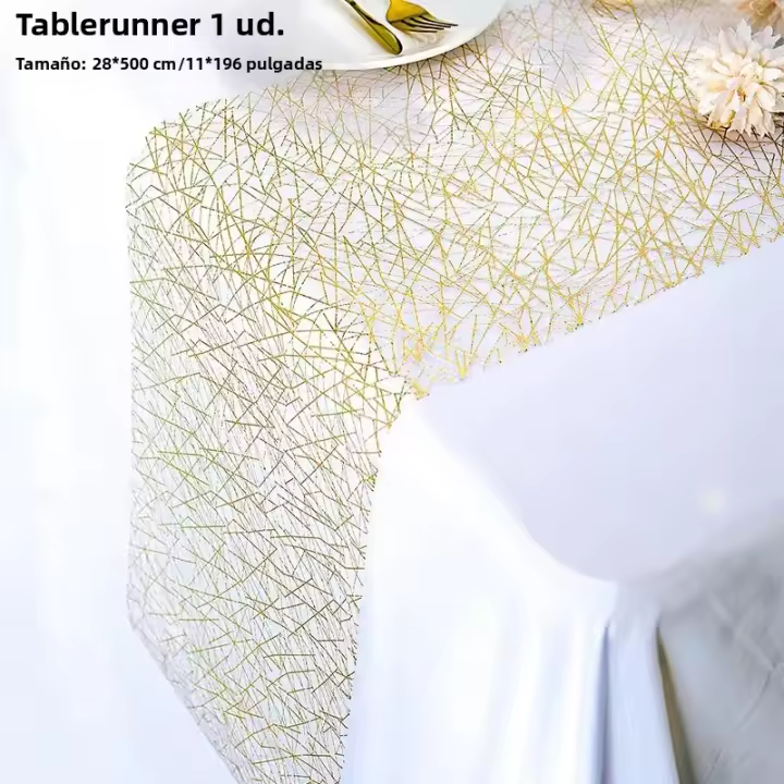 Corredor De Mesa Plateado Dorado Con Lentejuelas De Brillo Metálico Para Fiesta Boda Cumpleaños Decoración De Mesa Material Voile - 1