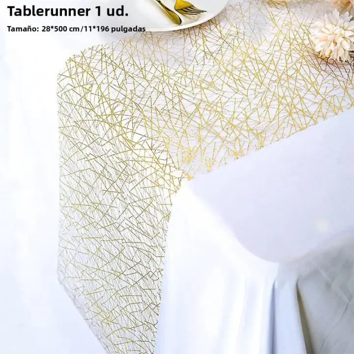 Corredor De Mesa Plateado Dorado Con Lentejuelas De Brillo Metálico Para Fiesta Boda Cumpleaños Decoración De Mesa Material Voile - 1