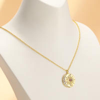 Encanto Collar con colgante de sol y luna de circonita sintética de cobre y temperamento a la moda para mujer, ideal como regalo de fiesta. - details 7