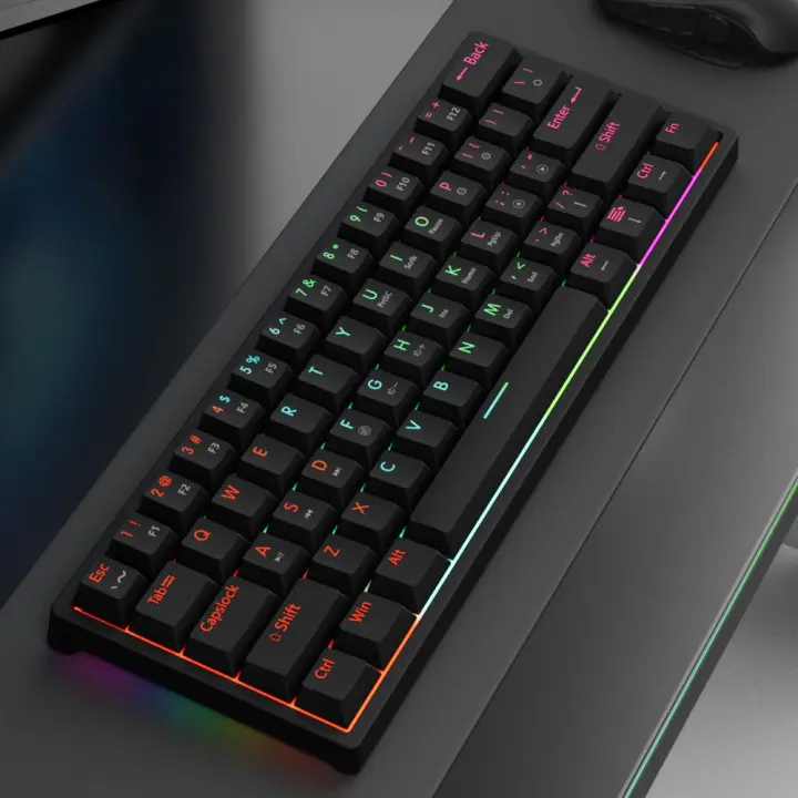 Teclado Mecánico De Juego USB MUCAI MK61 61 Teclas Switch Rojo Cableado Con Cable Desmontable RGB Retroiluminado Intercambiable Caliente - 1