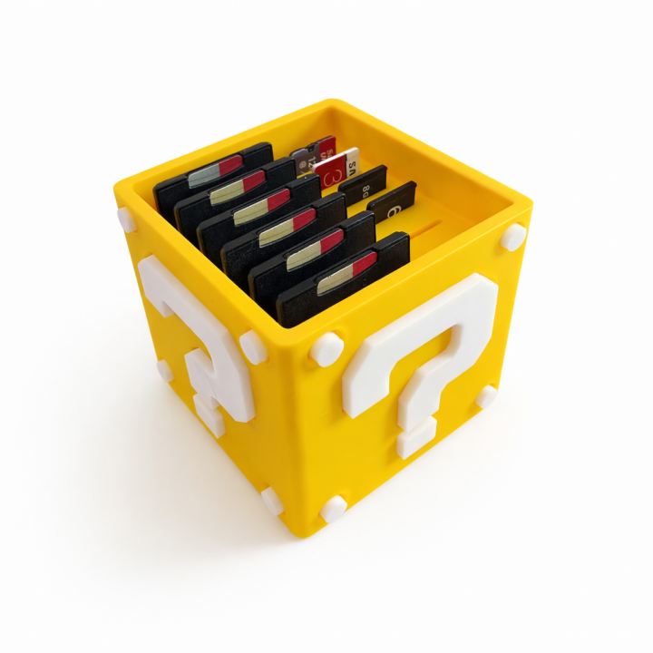 Caja Super Mario Galaxy para tarjetas SD y Micro SD para 12 tarjetas, Tarjetero Bloque Interrogación Mario Bros tarjetas SD, Organizador tarjetas de memoria, Guarda Tarjetas, estuche para tarjetas de video y fotografía, gaming, gamer, friki, retro