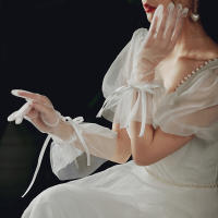 Guantes De Boda Elegantes Para Novia Con Lazo Accesorios De Boda Para Damas Guantes De Noche Formales De Encaje Rayón Talla Única - details 32