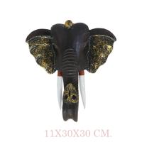 Escultura de Cabeza de Elefante Tallada en Madera - Decoración de Pared Étnica, Bohemia y Rústica - Protección, Sabiduría y Buena Fortuna - 30 cm - Gissed - details 1