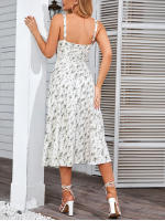 Vestido Midi De Verano Con Estampado Floral NewAsia Para Mujer Cintura Ajustable Con Tirantes Deslizables Y Abertura En El Lado Casual Para Fiestas Y Playa - details 1