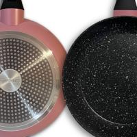 Sartenes de Cocina Color Rosa Elite, De Aluminio Forjado, Revestimiento Aspecto Piedra, Antihaderente Tricapa, Compatible con Gas, Vitrocerámica y Cocinas De Inducción, Libre De Pfoa - details 1