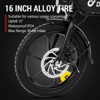 Bicicleta  Electricos Adultos Plegable Freestyle DYU A1F Pro, motor de 250W, BateríA De Bicicleta EléCtrica 48V 7.5Ah, neumático 16 pulgadas, velocidad máxima de 25km/h, alcance máximo de 40km, frenos de disco delanteros y traseros, pantalla LCD Ebike - details 0