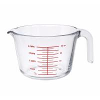 STARLEY-Jarra medidora de cristal 500 cc y 1000 cc con asa ergonómica, pico vertedor y marcas de medición en tazas y onzas – Recipiente transparente resistente para cocina, repostería, mezclas, leche, agua, zumos y preparación de recetas - details 0