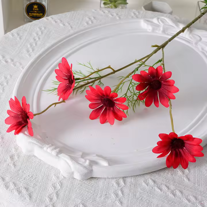 Decoración De Flores Artificiales De Seda Camomila Y Cosmos Para Hogar Fotografía Fiesta Boda Mesa Y Decoración De Habitaciones 5 Cabezas - 1