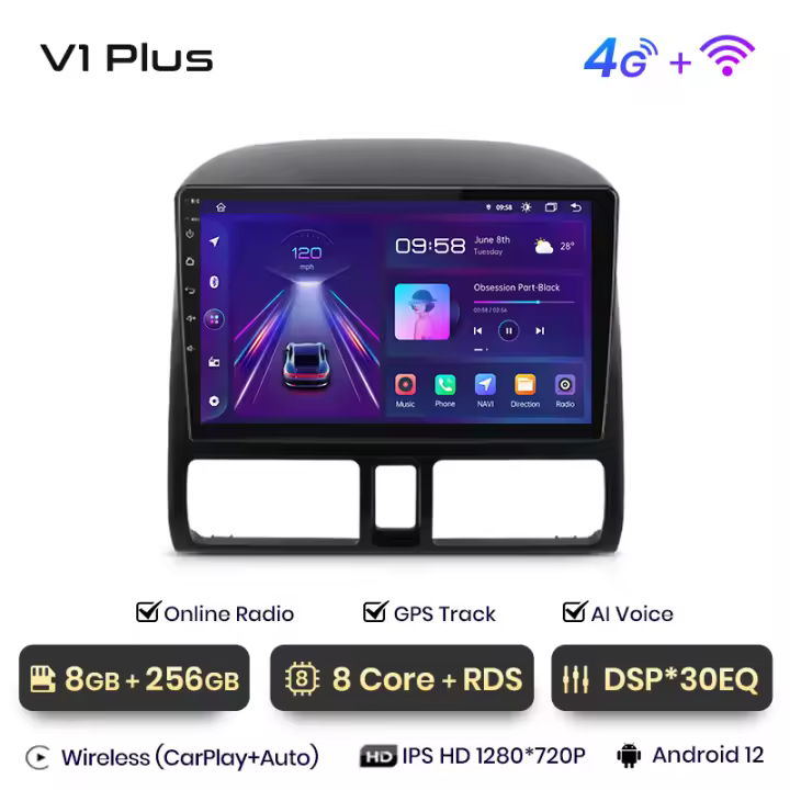 Junsun Android 13 Radio Coche para Honda CR-V CRV 2 2001 - 2006  Inalámbrico CarPlay Android Auto AI Voice 2 din Pantalla Coche Android Auto Multimedia Navegación GPS Auto radio - 1