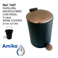 PAPELERA AMIKO SERIE COPPER CON PEDAL PARA LA APERTURA Y 3 LITROS DE CAPACIDAD - details 0