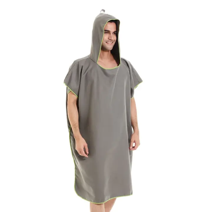 Poncho Toalla Rápida De Secado Microfibra Para Playa Robe De Cambio Para Adultos Toalla De Natación Con Capucha - 1