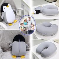 Almohada de viaje 2 en 1, almohada convertible para el cuello para niños, para viajar en Avión, dormir, pingüino Gris - details 3
