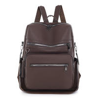 Mochila de PU retro europea y americana, mochila informal de gran capacidad para mujer - details 2